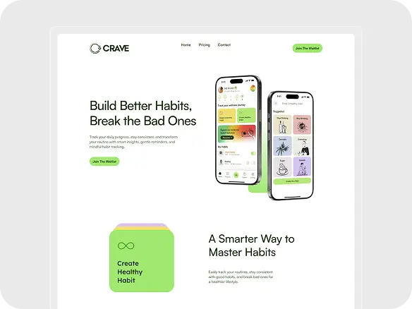 Crave – A Habit Tracking & Mood Support Experience Mockup Right Top